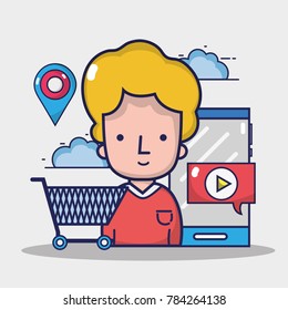 man with social media element to connect