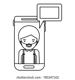 man social network smartphone screen dialogue in monochrome silhouette