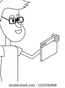 Man and software black and white
