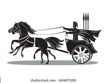 Man Or Soldier On Roman Racing Horse Chariot Drawing In Vector