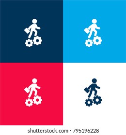 Man With Solutions four color material and minimal icon logo set in red and blue