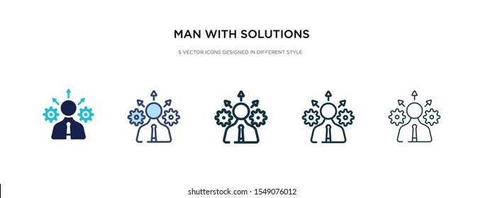 man with solutions icon in different style vector illustration. two colored and black man with solutions vector icons designed in filled, outline, line and stroke style can be used for web, mobile,