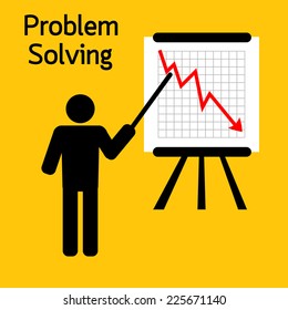 man solving problem on yellow background : business concept vector