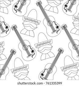man with sombrero and guitar mexico culture pattern image 