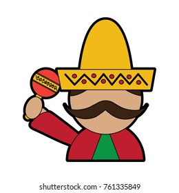 man with sombrero holding maraca mexico culture icon image 