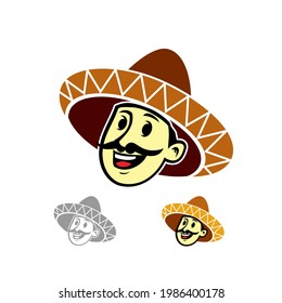 man with sombrero for mascot or logo vector