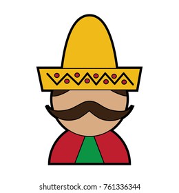 man with sombrero mexico culture icon image 