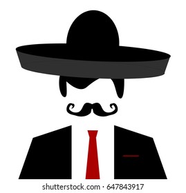 man with sombrero and red tie
