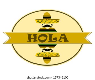 man with sombrero and spanish greeting label