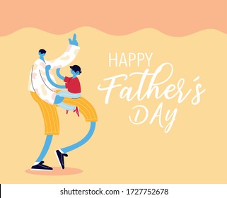 man and son, card of the happy father day vector illustration design