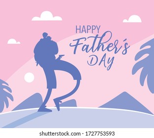 man and son, card of the happy father day vector illustration design