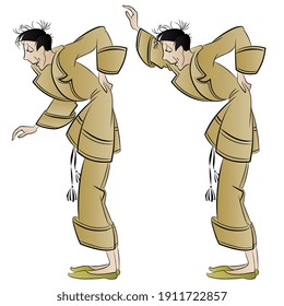 Mann mit Rückenschmerzen. Der Mensch hat Sciatica. Illustrationskonzept für mobile Website und Internetentwicklung.