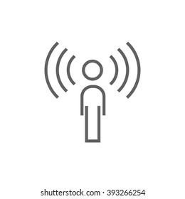 Man with soundwaves line icon.