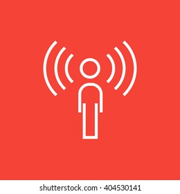 Man with soundwaves line icon.