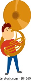 Man with soursaphone, illustration, vector on white background