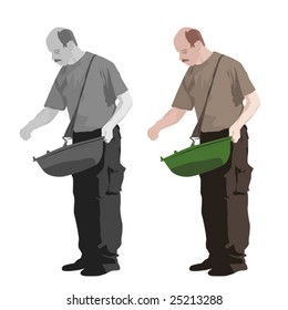  man sowing, two color versions