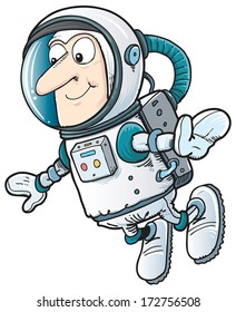 Man in a space in cosmonaut suit.