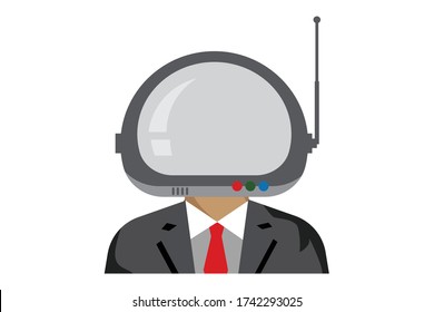 Man in space helmet with antenna 