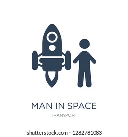 man in space icon vector on white background, man in space trendy filled icons from Transport collection, man in space vector illustration