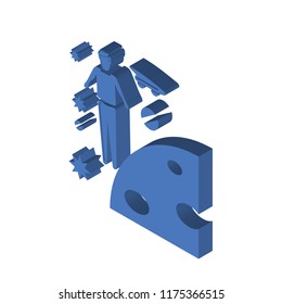 Man In Space isometric left top view 3D icon