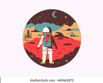 Man in space on unknown planet