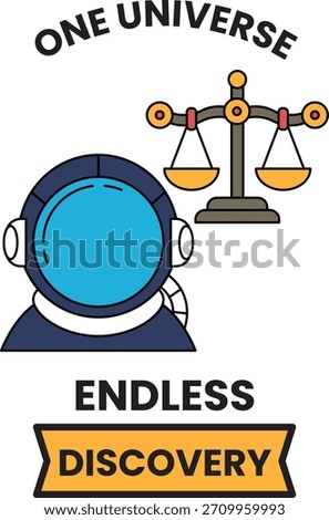 A man in a space suit is standing in front of a scale. The scale is balanced with the man on one side and the word "endless" on the other. The image is meant to convey the idea of endless discovery