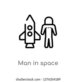 man in space vector line icon. Simple element illustration. man in space outline icon from transport concept. Can be used for web and mobile