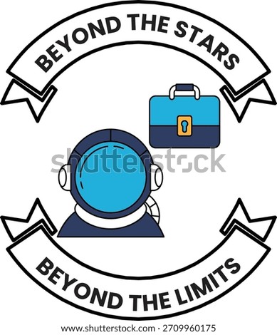 A man in a spacesuit is holding a briefcase. The image is titled "Beyond the Stars"