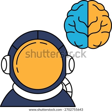 A man in a spacesuit is looking at a brain. Concept of exploring the unknown and the importance of understanding the human brain. Scene is serious and contemplative