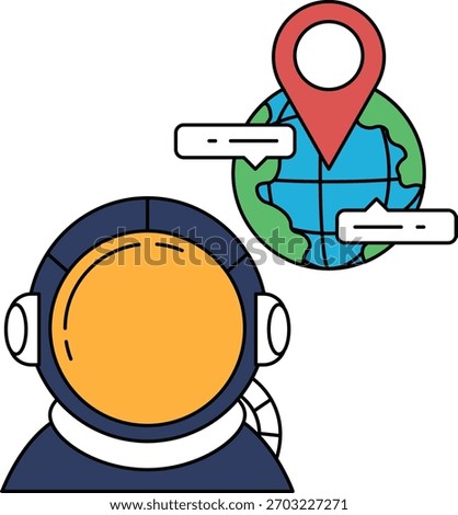 A man in a spacesuit is talking to someone on the other side of the world. The man is wearing a helmet and is looking at the camera