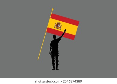 A Man with Spain flag, Flag of Spain national country symbol illustration Vector, Rectangle Spain flag illustration, Flat vector illustration
