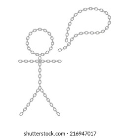 man and speak bubble created from steel chain, vector