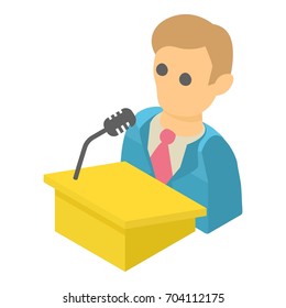 Man speaker icon. Isometric illustration of man speaker vector icon for web