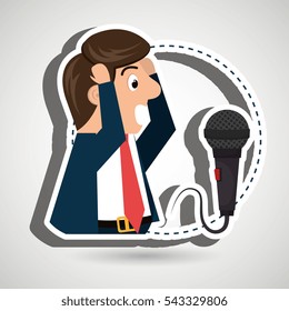 man speaker radio microphone