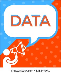 Man with SPEAKER, saying "DATA" in chat bubble