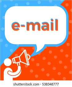 Man with SPEAKER, saying "e-mail " in chat bubble