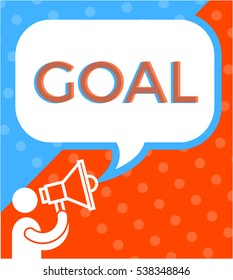 Man with SPEAKER, saying "GOAL" in chat bubble