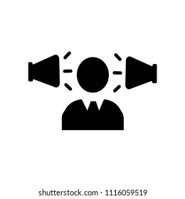 Man with speakers at both sides icon vector icon. Simple element illustration. Man with speakers at both sides symbol design. Can be used for web and mobile.