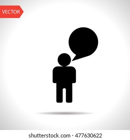 Man speaking flat icon. Talk vector illustration.
