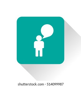Man speaking flat icon. Talk vector illustration.