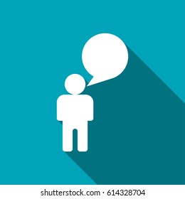 Man speaking flat icon. Talk vector illustration.