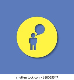 Man speaking flat icon. Talk vector illustration.