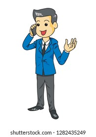 man speaking to someone by phone vector illustration isolated cartoon