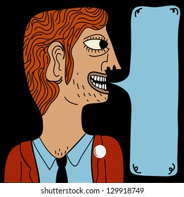 man speaking text balloon