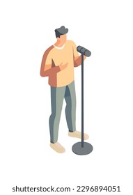 man speaking through the microphone icon isolated
