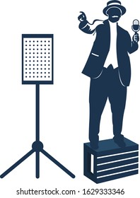 Man Speaks up on the box