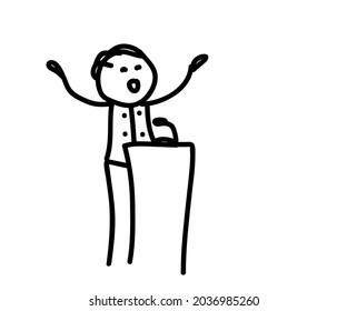 The man speaks on a white background. Sketch. Vector illustration.
