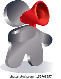 man speaks through a megaphone