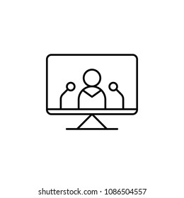 a man speaks in a TV icon. Element of media and news for mobile concept and web apps. Detailed a man speaks in a TV icon can be used for web and mobile. Premium icon on white background