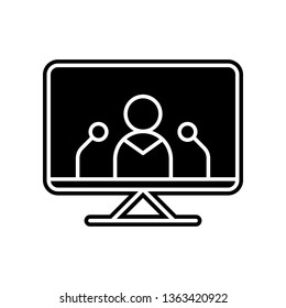 a man speaks in a TV icon. Element of Media, Press for mobile concept and web apps icon. Glyph, flat icon for website design and development, app development
